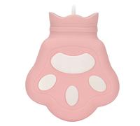 Bolsa de Agua Caliente de 450 Ml, Compresa Caliente de Silicona, Portátil, Pata de Oso de Dibujos Animados, a Prueba de Fugas, Botella de Agua Caliente para Calentar en Microondas para el(Rosa)