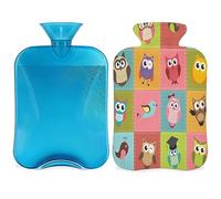 Bolsa de agua caliente de búho con funda esponjosa, 2 l, gran capacidad, bonita botella de búho para noches acogedoras, alivio del dolor, espalda, cuello y hombros