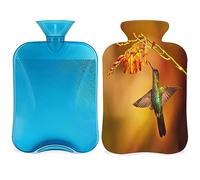 Bolsa de agua caliente de colibrí Tropic con funda esponjosa, botella de colibrí de gran capacidad, bolsa de agua para noches acogedoras, alivio del dolor, espalda, cuello y hombros