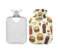Bolsa de agua caliente de comida rápida con bonita funda, bolsa de agua caliente de invierno de 1 litro, bolsa de agua caliente para calambres menstruales, alivio del dolor de cuello y hombros