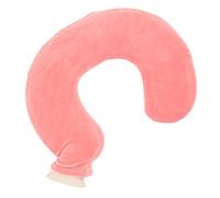 Bolsa de agua caliente de cuello, goma en forma de U botella caliente de agua cuello calentador calentador almohada con cubierta de vellón para terapia fría caliente alivio del (Pink)