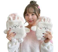 Bolsa de agua caliente de dibujos animados con tapa de peluche - almohadilla de calefacción de pies más caliente de 750ML, terapia fría y caliente, botella de agua caliente de PVC lavable extraíble