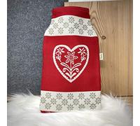 Bolsa de agua caliente de Gaida, con funda de punto, cuello redondo, cojín térmico, seguro y duradero, estilo rústico con diseño de corazón, color rojo, con el regalo perfecto de 2 litros