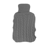 Bolsa de Agua Caliente de Goma, 2000ML, Con Funda de Punto Suave, Resistente a Explosiones - Alivio de Dolores, Mantiene el Calor 6-8 Horas, Ideal para Uso en Casa y Regalo (Gris oscuro)