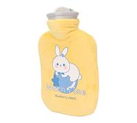 Bolsa de agua caliente de goma, botella de agua caliente de 500 ml, a prueba de fugas, reduce el dolor, compresa fría portátil con cubierta de felpa para calambres (conejo amarillo)