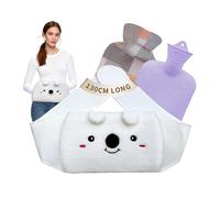 Bolsa de agua caliente de goma con 2 unidades, funda de felpa con cintura suave, bolsa de agua caliente para aliviar el dolor de cuello, espalda, hombros y piernas (pink-heart)