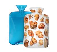 Bolsa de agua caliente de goma con cubierta suave, para amantes del pan, bolsa de agua caliente de 2 L para aliviar el dolor, terapia de frío y calor