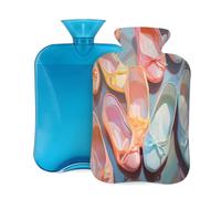 Bolsa de agua caliente de goma con cubierta suave, zapatos de baile coloridos de 2 L, bolsa de agua caliente para aliviar el dolor, terapia de frío y calor