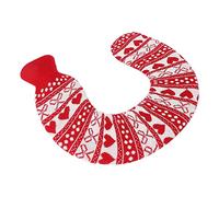 Bolsa de Agua Caliente de Goma de 1L en Forma de U, Calentador de Hombros para el Cuello, Bolsa de Agua de Compresión Tibia con Cubierta Tejida, Alivia el Dolor de Hombros en el Cuello(Arco rojo)