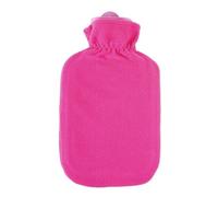 Bolsa de agua caliente de goma de 2 litros con funda de forro polar, bolsa de agua caliente, funda y color a elegir (funda de forro polar, rosa)