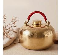 Bolsa de Agua Caliente de Latón 0.6-3 L, Funda Polar para el Frío | Yutanpo Tradicional para Precalentar la Cama, Calor sin Electricidad para Noches Frías y Descanso(Dragon Phoenix,18cm/1.5L)