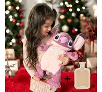 Bolsa de agua caliente de peluche compatible con Ángel, Lilo y Stitch, en forma de peluche, caucho natural, 40 cm