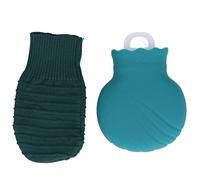 Bolsa de Agua Caliente de Silicona 245ml con Funda de Punto, Resistente a Explosiones y Fugas - Material Seguro, Multifuncional para Uso Familiar y Oficina (Green)