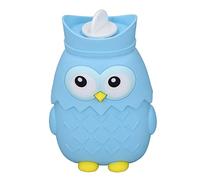 Bolsa de agua caliente de silicona, dibujos animados, portátil, conservación del calor, botella de agua caliente para aliviar el dolor muscular, calambres menstruales, (azul claro)