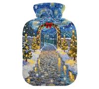 Bolsa de agua caliente de viaje de noche estrellada de Van Gogh con funda suave, bolsa de agua caliente de 2 L para calentador de manos, pies y pies, bolsa de calor para Dolor Menstrual