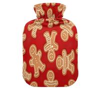 Bolsa de agua caliente festiva de pan de jengibre, botella de agua, calambres menstruales, alivio del dolor de bolsa caliente, bolsa de compresión fría