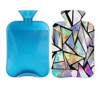 Bolsa de agua caliente geométrica abstracta con funda, diseño geométrico de triángulo arcoíris, bolsa de agua caliente de 2 L para aliviar el dolor, cuello y hombro, manos, pies, compresa caliente y