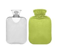 Bolsa de agua caliente grande de 2 litros con cubierta suave, bolsas de agua caliente transparente verde aguacate para compresas frías y calientes, calambres menstruales, alivio del dolor de cuello y