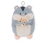 Bolsa de agua caliente Hámster mymochi Shai con galleta, 300 ml y 30 cm, gris, suave muñeco térmico a partir de 10 meses, peluche con bolsa de agua caliente para niños y personas adultas, 61939