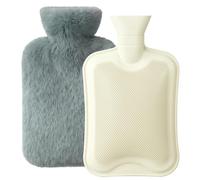 Bolsa de Agua Caliente, Homealexa Botellas de Agua Caliente con Suave Felpa Funda 2L Natural Goma Agua Caliente Bolsa Hot Water Bottle para Mantener el Agua