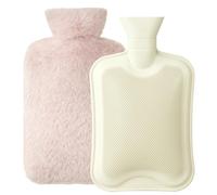 Bolsa de Agua Caliente, Homealexa Botellas de Agua Caliente con Suave Felpa Funda 2L Natural Goma Agua Caliente Bolsa Hot Water Bottle para Mantener el Agua