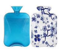 Bolsa de agua caliente japonesa Sakura con tapa, bolsa de agua caliente de 2 litros para aliviar el dolor, cuello y hombros, manos, pies, compresa caliente y fría