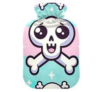 Bolsa de agua caliente Jolly Roger de dibujos animados con cubierta suave, calentador de pies, bolsa de agua caliente para cuello, hombros y calambres menstruales, 1 litro