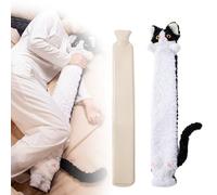 Bolsa de agua caliente larga con funda de 2 l, bolsa de agua caliente con funda suave para cuello, hombros, abdomen, espalda