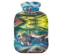 Bolsa de agua caliente Maroon Lake Reflection con cubierta suave, calentador de pies y manos, bolsa de agua caliente para calambres menstruales, 2 L