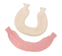 Bolsa de agua caliente para cuello en forma de U, botella de agua caliente de goma con aislamiento de doble punto, borde a prueba de salpicaduras con cubierta, capacidad de 1 (Funda rosa)