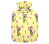 Bolsa de agua caliente para ratones y queso con funda de forro polar suave, bolsa de agua caliente para aliviar el dolor de cuello y hombros, terapias frías y calientes, talla L