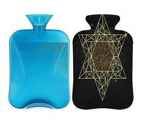 Bolsa de agua caliente poligonal amarilla con funda esponjosa, botella poligonal de gran capacidad, bolsa de agua para noches acogedoras, alivio del dolor, espalda, cuello y hombros