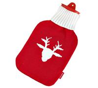 Bolsa de agua caliente Snoozy® con funda suave y mimosa XXL con 2 litros de volumen para un calor duradero; 100% caucho natural. (Reno)