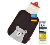 Bolsa de agua caliente Snoozy® con funda suave y mimosa XXL con 2 litros de volumen para un calor duradero; 100% caucho natural. (Osito)