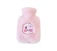 Bolsa de agua caliente suave a prueba de explosiones Bolsa de agua caliente de 500 ml/1000 ml de capacidad, encantadora bolsa de agua caliente de inyección de agua de felpa se utiliza para aliviar el dolor de cuello, espalda, cintura y piernas, color rosa, 500 ml, talla única