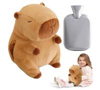Bolsa de Agua Caliente Térmica Con Funda Peluche, Bolsa de Agua Caliente para Niños, Recipiente Interior Extraíble, A Prueba de Explosiones y Fugas, Calentador de Manos Suave para Niños y Adultos (A)