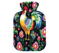Bolsa de agua caliente tradicional de pollo con funda de forro polar suave, bolsa de agua caliente para aliviar el dolor de cuello y hombros, terapias frías y calientes, talla L
