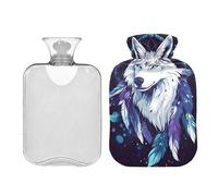 Bolsa de agua caliente Wolf with Blue Eyes con funda suave, bolsa de agua caliente de 1 litro para alivio de calambres menstruales, bolsa de agua caliente