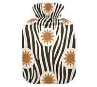 Bolsa de agua para botella caliente Boho Sun Stripe con cubierta suave, compresas calientes de 2 litros para el cuerpo para aliviar el dolor