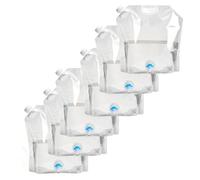 Bolsa de agua plegable de 1/5 L, jarra de plástico transparente de grado alimenticio sin BPA con grifo for acampar, senderismo, mochilas de emergencia(White 6pcs,10L)