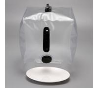 Bolsa de agua portátil plegable de PVC transparente de 20 L para actividades al aire libre - a prueba de fugas con tubo y válvula desmontables, paquete de 2, 28 x 28 x 26 cm