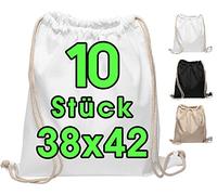 Bolsa de algodón 10 piezas 38x42cm mochila de deporte - Gym (Blanco)