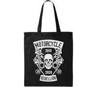 Bolsa de algodón ecológico natural con calavera de la rebelión de la anarquía, color negro, Black, Talla única