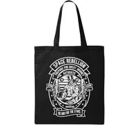 Bolsa de algodón ecológico natural con diseño de calavera de astronauta, rebelión espacial Go Aim for The Stars, color negro, Black, Talla única