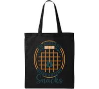 Bolsa de algodón ecológico natural con texto en inglés "I'm Already Out of My Quarantine Snacks", color negro, Black, Talla única