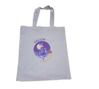 Bolsa de Algodón Natural con Diseño Galicia, Asas Largas, Color Blanco