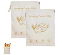 Bolsa de algodón y cera de abeja con cremallera ancha con cremallera, bolsas de pan reutilizables y ecológicas para pan casero y masa madre, bolsa grande de almacenamiento de alimentos para mantener