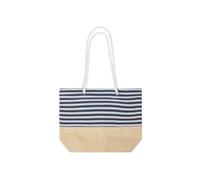 Bolsa de algodón y yute con diseño a rayas blancas y azules