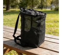 Bolsa de alimentación para caballos con correas ajustables, diseño de malla transpirable y parte inferior impermeable para heno seco y ingesta controlada (M)