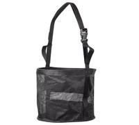 Bolsa de Alimento para Caballos de Malla Plegable con Cuerdas | Poliéster y Nailon, Costuras Firmes, Negra, para Establos y Paradas de Viaje